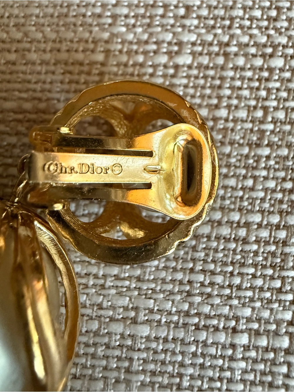 Vintage Christian Dior By Grosse Gold Pearl Cage Drop Clip On Earrings - Picture 4 of 10